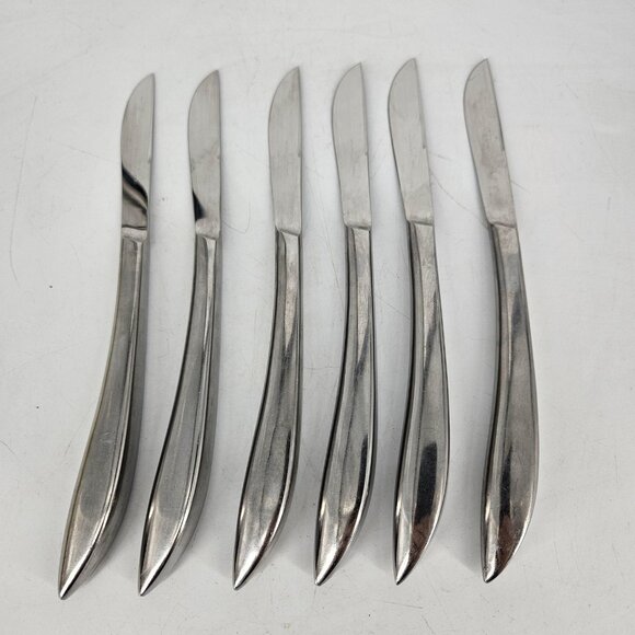 Vintage PIC Stainless Steel Steak Knives Set of 6 Japan Modern MCM 8" Cutlery - Picture 9 of 10